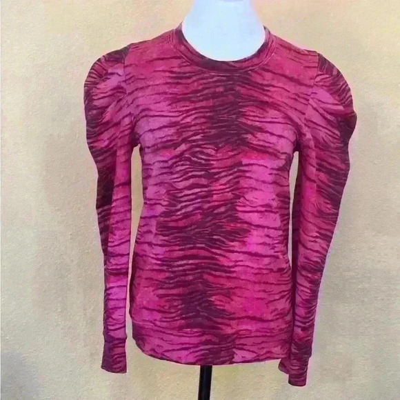 Pam & Gela Pink Tiger Print Puff Sleeve Sweatshirt Medium EUC! - Picture 4 of 9